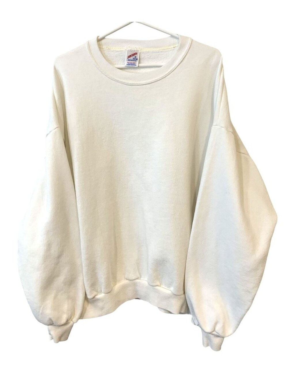Jerzees 2X White Crewneck Sweatshirt Made In USA 50/50 Cotton Polyester Blend